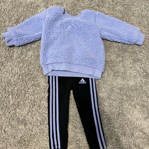 Adidas Kids Purple Sherpa Sweater and Black Pants Set